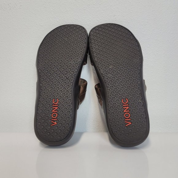 Vionic Shore Metallic Bronze 2 Strap Slip on 9 - Picture 4 of 7